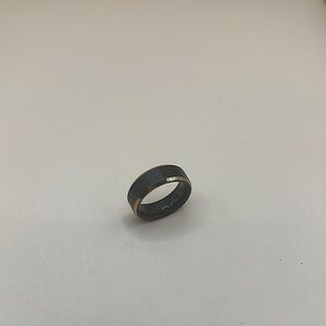 Black Tungsten Carbide Ring with Gold Tungsten Groove, Men’s Wedding Band